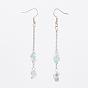 Natural Gemstone Chip Dangle Earrings, with 316 Surgical Stainless Steel Cable Chains and Brass Earring Hooks