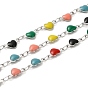 304 Stainless Steel Heart Link Chain, with Enamel, Soldered