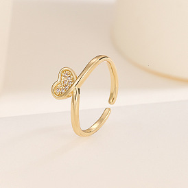 Модное и уникальное золотое кольцо в форме сердца для женщин с изысканной медной микроинкрустацией аксессуаров