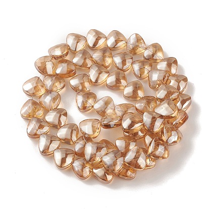 Transparent Electroplate Glass Bead Strands, Pearl Luster Plated, Heart