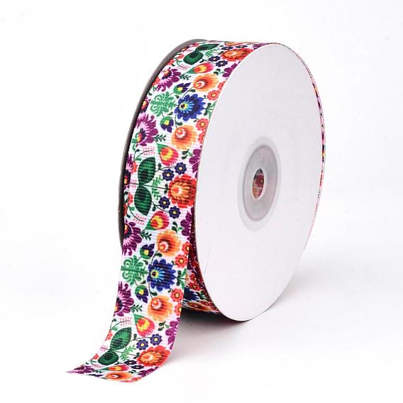 Ruban gros-grain polyester imprimé, motif de fleur