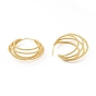 Rack Plating Brass Chunky Open Hoop Earrings, Multi Line Stud Earrings for Women, Cadmium Free & Lead Free