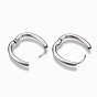 201 Stainless Steel Huggie Hoop Earrings, with 304 Stainless Steel Pins, Oval