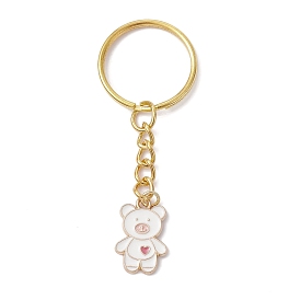 Bear Alloy Enamel Pendants Keychain, with Iron Keychain Ring