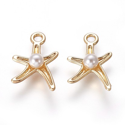 Pendentifs en alliage, avec de l'acrylique perle d'imitation, étoile de mer / étoiles de mer