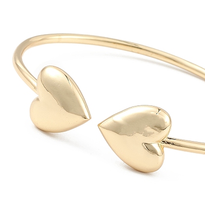 Rack Plating Brass Bangles, Heart Cuff Bangle for Women, Long-Lasting Plated, Cadmium Free & Lead Free