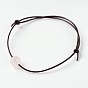 Adjustable Cowhide Leather Cord Bracelets, with Natural Gemstone Round Beads