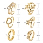 6 шт 6 стили регулируемые латунные кольца-манжеты из прозрачного кубического циркония с микропаве, открытые кольца, долговечный, цветочные и лиственные ветви, змея и плетение