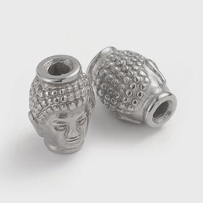 Buddhist 304 Stainless Steel Beads, Buddha Head