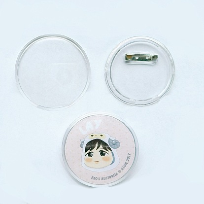 Hallazgos de broche de seguridad de plástico, configuración de pin de solapa de imagen en blanco, con espigas de hierro, plano y redondo