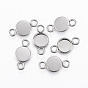 304 Stainless Steel Cabochon Connector Settings, Plain Edge Bezel Cups, Flat Round