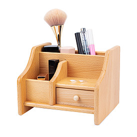Beech Wood Cosmetic Drawer Storage Organizer Box, for Neat & Organize Storing of Makeup Tools, Small Accessories