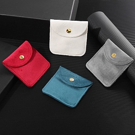 Square Velvet Jewelry Pouches, Jewelry Gift Bags with Snap Button, for Ring Necklace Earring Bracelet