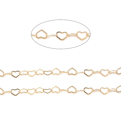 Латунные плоские цепи с сердечным звеном, пайки, настоящие цепочки с золотым наполнителем 14k
