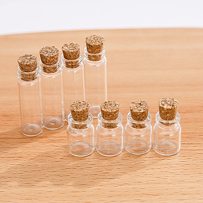Mini contenants de perles de bouteille en verre à haute teneur en borosilicate, souhaitant bouteille, avec bouchon en liège, colonne