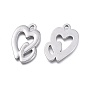 Saint Valentin 304 pendentifs en acier inoxydable, coeur avec le coeur