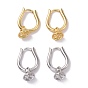 Brass Hoop Earring Findings, for Half Drilled Beads, Cadmium Free & Lead Free, Teardrop
