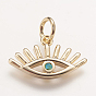 Brass Pendants, with Synthetic Opal, Eye