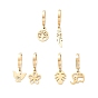 3 Pair 3 Style Leaf & Flower & Butterfly & Tree & Elephant Asymmetrical Earrings, 304 Stainless Steel Dangle Hoop Earrings for Women