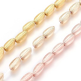 Electroplated Non-magnetic Synthetic Hematite Beads Strands, Long-Lasting Plated, Leaf