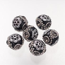 Perles Indonésiennes manuelles, avec ame en laiton, ovale, 18~20mm, Trou: 2mm