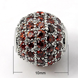 Латунные шарики циркония кубической, круглые, 10 мм, отверстие : 1.5 мм