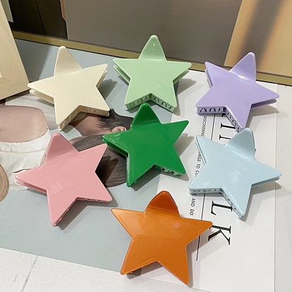 Cute Candy-Colored Star Cellulose Acetate Claw Hair Clips for Women - Perfect for Updos and Half-Up Hairstyles