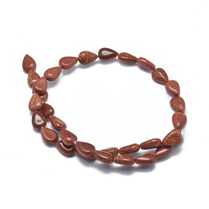 Synthetic Goldstone Beads Strands, Teardrop