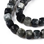 Natural Hawk's Eye Beads Strands, Eagle Eye Stone, Cube, Faceted