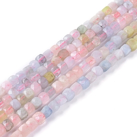 Natural Morganite Beads Strands, Faceted, Cube