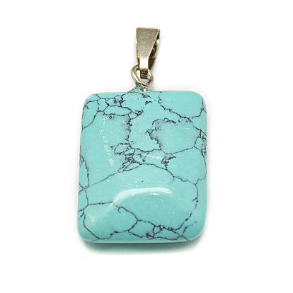 Natural & Synthetic Mixed Stone Pendants, with Stainless Steel Snap On Bails, Rectangle