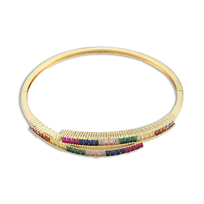 Bracelet articulé en zircone cubique colorée, bijoux en laiton pour femmes, sans nickel