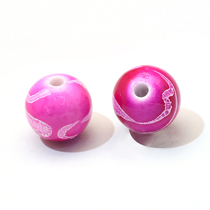 Vaporisez perles peintes rondes acryliques drawbench, 6mm, trou: 1.5 mm, environ 4200 pcs / 500 g