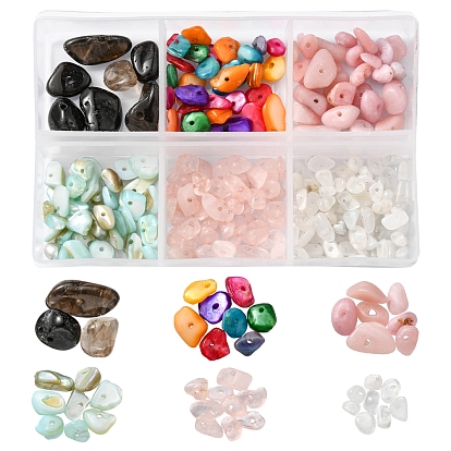 Kit de recherche de fabrication de bijoux de pierres précieuses bricolage, y compris l'opale rose naturelle et le quartz rose et le quartz fumé et les éclats de pierre de lune blanche et les perles de coquillage