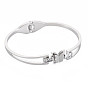 Crystal Rhinestone Butterfly Bangle, Stainless Steel Hinged Bangle for Women