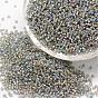 Perles rondes en verre de graine, Grade a, argent bordée trou carré, couleurs transparentes arc