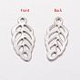 304 Stainless Steel Pendants, Leaf Charms, 13x6x0.5mm, Hole: 1mm