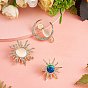 3Pcs 3 Style Rhinestone Sun & Moon with Cat Enamel Pins, Gold Plated Alloy Badges for Backpack Clothes
