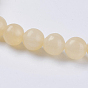 Natural Topaz Jade Beads Strands, Dyed, Round, Yellow