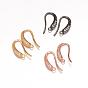 Brass Micro Pave Cubic Zirconia Earring Hooks, Ear Wire, with Horizontal Loop, 18x10x4mm, Hole: 1mm, 18 Gauge, Pin: 1mm