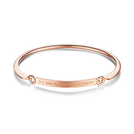 Brazalete de bronce, con la palabra je t'aime et je t'aimerai pour toujours