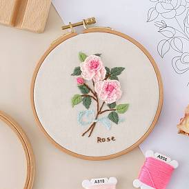 DIY Embroidered Making Kit, Including Linen Cloth, Cotton Thread, Water Erasable Pen Refills, Iron & Plastic Needle
