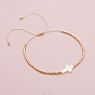 Glass Seed Beaded Bracelets, Religion Shell Cross Adjustable Bracelet for Women