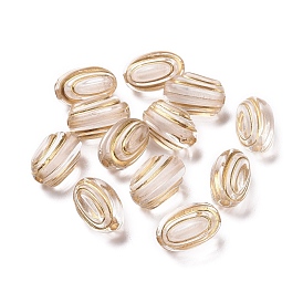 Plating Transparent Acrylic Beads, Golden Metal Enlaced, Oval