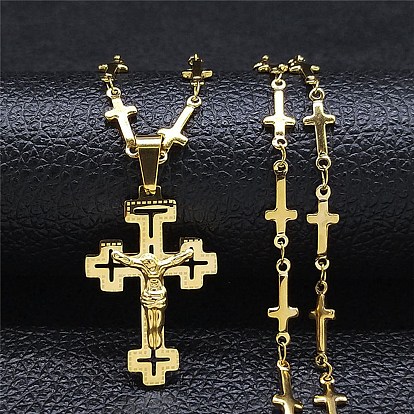 304 ожерелья с подвесками из нержавеющей стали для женщин и мужчин, Крест с Иисусом рисунком