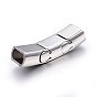 304 Stainless Steel Magnetic Clasps with Glue-in Ends, Smooth Surface, Curved Rectangle