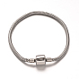 304 fabrication de bracelet de chaînes de serpent rondes en acier inoxydable de style européen, fermoirs européennes, 190x3mm