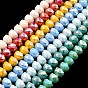Brins de perles de verre à plaque de couleur ab, couleur opaque, facettes demi-tour