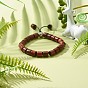 Bracelet extensible en perles de colonne en bois ciré pour hommes femmes, bracelet de perles rondes en alliage de style tibétain avec pompon