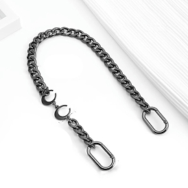 Metal Curb Chain & Moon Link Bags Straps, with Spring Gate Ring, Purse Making Supplies